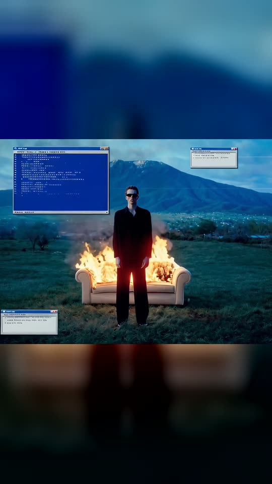 Blue Screen Glitch AI video example