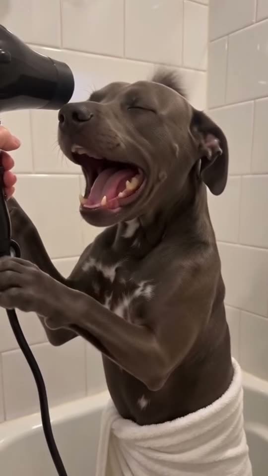 The original The singing dog in the bathtub Singing Dog reel by @kblackwell1975