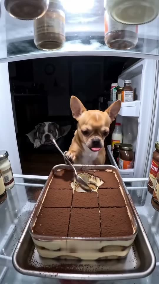 The original Fridge POV tiramisu chihuahua Fridge POV reel by @barkbuddies01