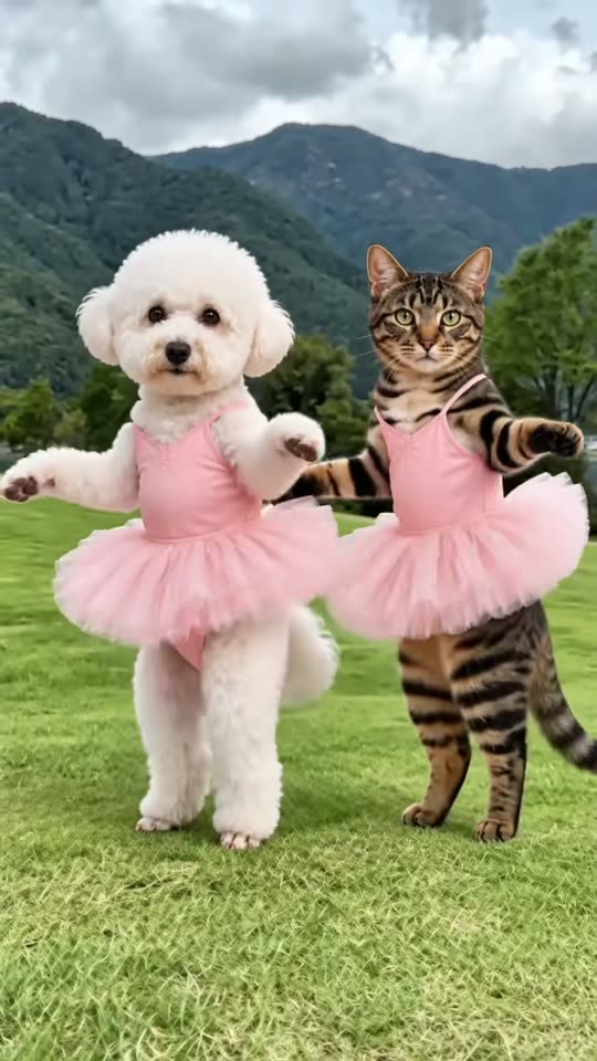 The original Tamagawa dancing poodle and cat Tamagawa Koi Dance reel by @dancinganimals66